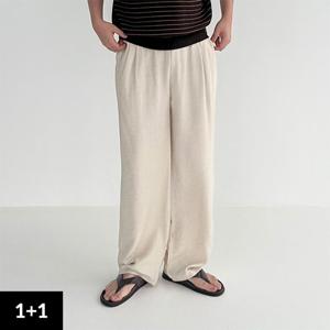 [오늘만이가격] 1+1 남녀공용 린넨팬츠 시원한 냉장고바지 와이드팬츠 쿨링 밴딩 여름 슬랙스