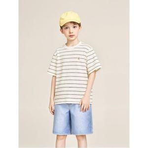 [시즌오프10%][25SS 10%]멀티 스트라이프 반팔 티셔츠  화이트 (BI5342U061)