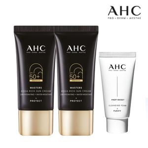 [20%쿠폰+13%쿠폰] AHC 마스터즈 아쿠아리치 선크림 듀오세트+(GIFT)클렌징폼 30ml