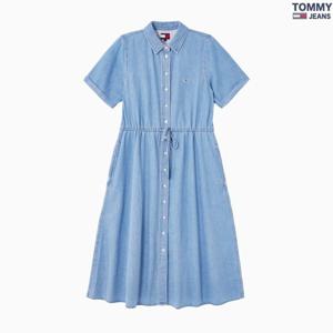 여성 플레어핏 스몰로고 반팔 데님셔츠 롱원피스 T32F1WOP31TWT1-B
