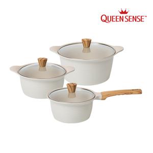 퀸센스 올리아 IH 인덕션 세라믹 냄비 3종 세트(편수18cm+양수20cm+양수24cm)
