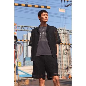 [정품] H&M 남자 팬츠 데일리 바지 크로셰 룩 쇼츠 릴랙스핏 블랙 1276192001610741