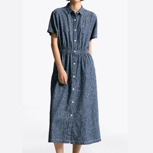 여성 맥시 린넨혼방 인디고 데님 롱원피스 T32F1WOP35TWT2-B