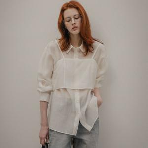 Silky bustier blouse set_Ivory
