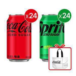 코카콜라 제로 350ml캔 24개입+스프라이트 제로 350ml캔+코카콜라 리유저블백 증정_분리배송
