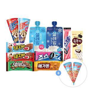 [APP전용] 인기 아이스크림 콘 파우치 10개+바 20개 혼합구성+그릭요거트 피치콘 2개 증정