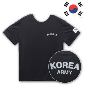 국산 로카티 정품 ROKA 쿨론 코리아아미 군인 반팔티 학교반티 태극기 KOREA ARMY 군용 디지털 육군 블랙 카키
