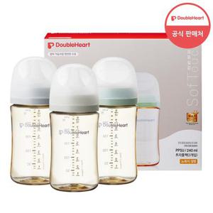 [더블하트] 모유실감 3세대 PPSU 240ml 트리플팩 (노꼭지)