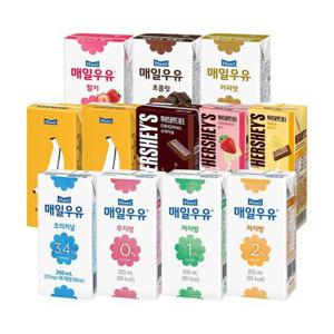 매일 멸균우유 14종 오리지널/저지방/무지방 200ml 48팩 外 딸기/바나나/초코우유