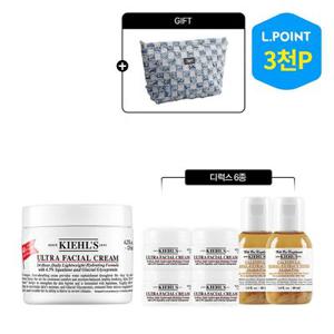 [6적립] 키엘 수분크림 125ml 세트 (+데님파우치, 디럭스 6종)(+ L.POINT 3천점)
