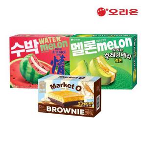 오리온 마켓오 크림치즈브라우니(240g)+초코파이 수박맛(336g)+후레쉬베리 멜론(372g)