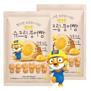 [뽀로로 간식] 부드러운 슈크림 붕어빵 500g 1봉+1봉 (총 1kg)+뽀로로땡 120g 2봉증정