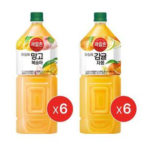 (본사직영) 과일촌 아침에 감귤자몽 2.0PET 6개+과일촌 망고복숭아 2.0PET 6개_분리배송