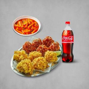 [실시간 문자발송] 황올반+BBQ양념반(순살)+떡볶이+콜라1.25L