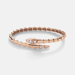 불가리 여성 Serpenti Viper 18kt 로즈 골드 다이아몬드 브레이슬릿 골드