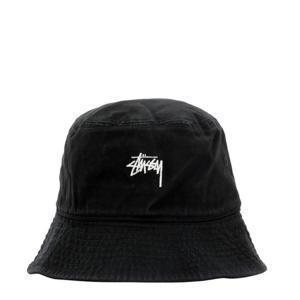 남성 Stussy 로고 자수 버킷햇 BLACK