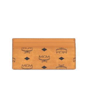 여성 MCM 올오버 로고 프린트 카드홀더 COGNAC