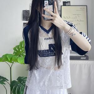 아디다스 우먼스 오리지널 시스루 레이스 반팔 티셔츠 화이트 KD2275