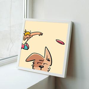 안녕 강아지야 1, 자취방 인테리어 그림 레트로 벽 포스터 동물 일러스트