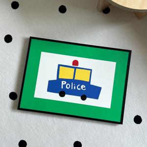 경찰차 A3 포스터 아이방 아기방 인테리어 컬러액자 벽꾸미기 귀여운 자동차 일러스트