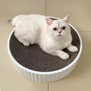 고양이 화이트 원형 스크래쳐 장난감 소파 캣잎