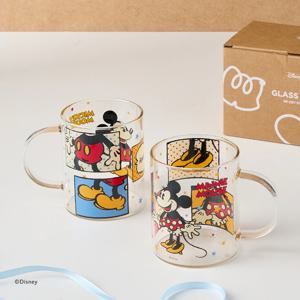 ON 디즈니 굿모닝미키 내열 손잡이 유리잔 미키 미니 2P 430ml