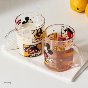 디즈니 굿모닝미키 내열 손잡이 유리잔 430ml 2 style