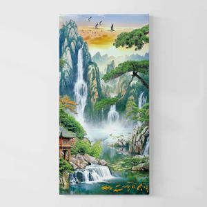 풍수 폭포산수화 그림 현관 거실 인테리어 대형 캔버스액자 사무실 _6종