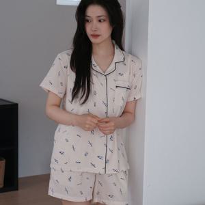 J'eu 제이 리본 반팔 파자마 잠옷 세트 2color