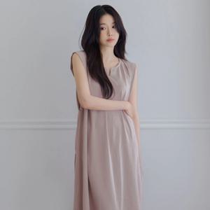 J'eu 레이어 자수 슬리브리스 원피스 파자마 잠옷 2color