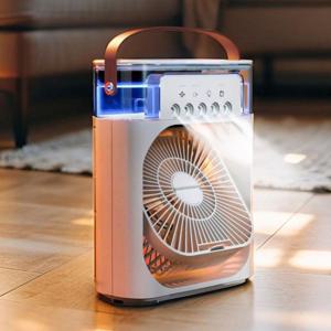 4in1 무드등 탁상용 가습 선풍기 저소음 미스트 책상용 무선 LED 에어쿨러