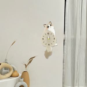 [해외] 고양이 벽시계 꼬리 흔드는 귀여운 인테리어 무소음 시계