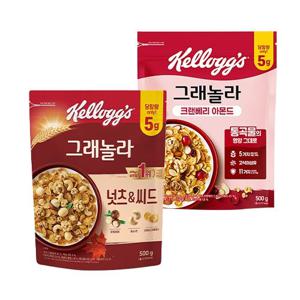넛츠앤씨드 그래놀라 500g*1개 + 크랜베리 아몬드 그래놀라 500g*1개