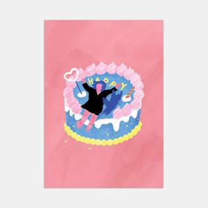 케익다이브 고양이 핑크케익 일러스트 포스터 (A4,A3)