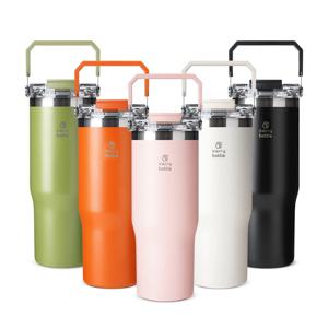 듀얼플로우 탑핸들 빨대텀블러 950ml 진공 스테인레스 2in1 보틀 스텐텀블러