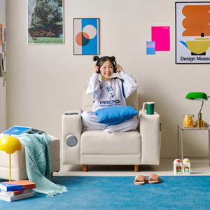 스툴증정! 플러피브레드 발수 패브릭 리클라이너 소파 컵홀더 블루투스 스피커 무선충전 1인용