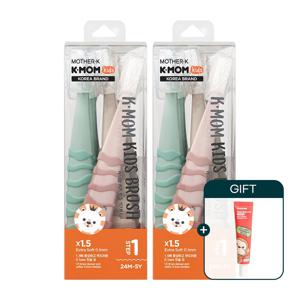 케이맘 키즈칫솔 1단계 6P+6P (개별캡/색상혼합) / GIFT 무불소치약 증정