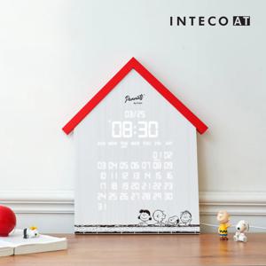 스누피 하우스 우드 만년달력 벽시계 LED 디지털 무소음 인테리어