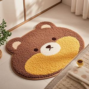 [해외] 귀여운 곰돌이 욕실 발매트 현관 침실 인테리어 미니 러그 50*60cm