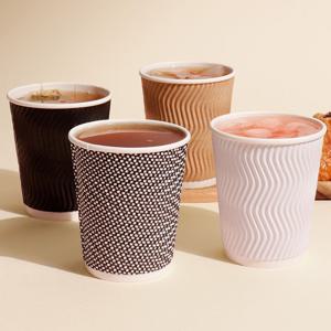 일회용 테이크아웃 커피 음료 아이스 핫 겸용 3중 종이컵 8온스 240ml x 25개