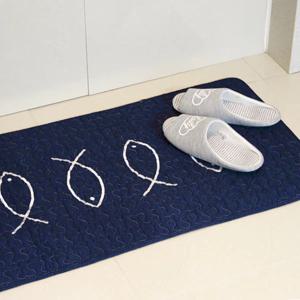 북유럽 모던피쉬 블루 퀼팅 롱발매트/주방매트/발매트