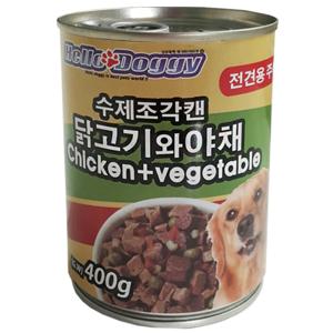 헬로도기 대용량 강아지통조림 수제조각캔 닭고기야채 400g