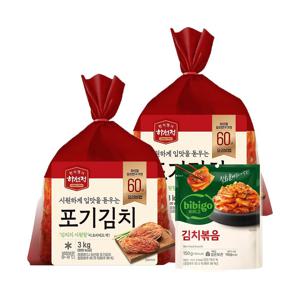 하선정 국산 포기김치 3kg x2개+김치볶음 150g x1개