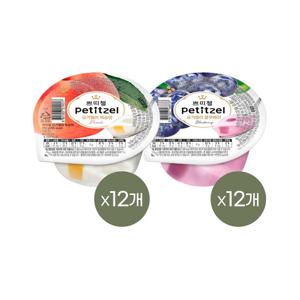 쁘띠첼 푸딩 요거트젤리 복숭아 210g x12개+블루베리 210g x12개