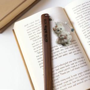 고양이 펜던트 우드 티스푼 호두나무 머들러 감성 선물