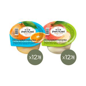 쁘띠첼 푸딩 과일젤리 밀감 210g x12개+복숭아 210g x12개