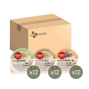 햇반 발아현미밥 210g x12개+현미쌀밥 210g x12개+오곡밥 210g x12개