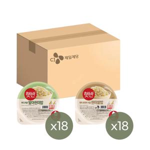 햇반 발아현미밥 210g x18개+현미쌀밥 210g x18개