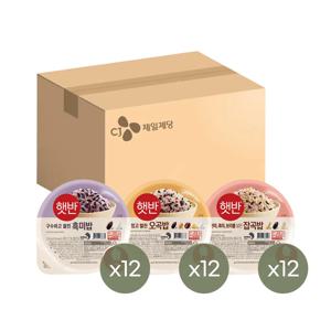 햇반 흑미밥 210g x12개+오곡밥 210g x12개+잡곡밥 210g x12개
