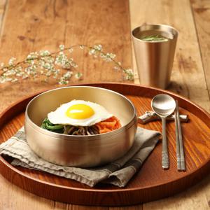 방짜유기 놋봄 굽 옥면기 문양 수저세트 5P